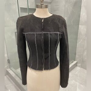 CHANEL BROWN SHEEPSKIN JACKET